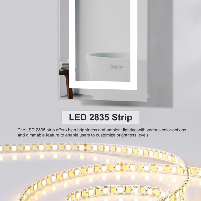 Riven LED Mirror, Adjustable Colour 3000K/4200K/6400K, Square, 36" x 36"