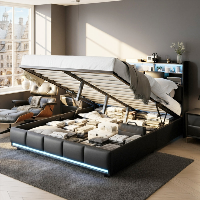 Upholstered Ottoman Bed, European Double (140 x 200 cm)