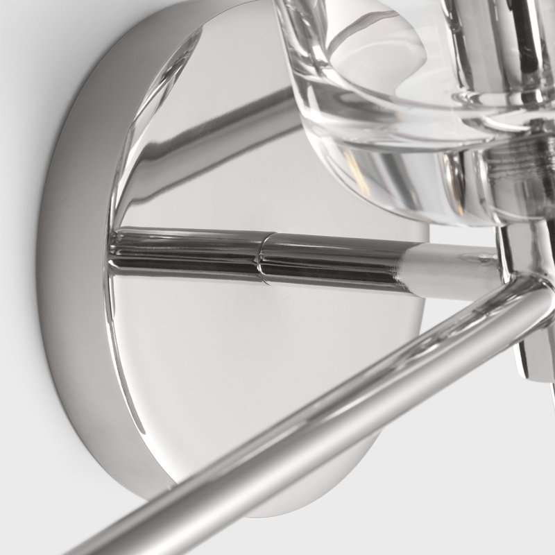 Thom Filicia Hartley Bathroom Bedroom Wall Fixture With Clear Shade, 8.125" H x 24" W x 5.875" D, Polished Nickel, 3 Lights