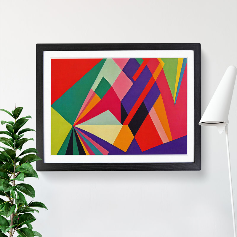 XH1022-8680X Suprematism Art Abstract Vol.4 - Single Picture Frame Painting, Black, 25cm H x 34cm W x 2cm D