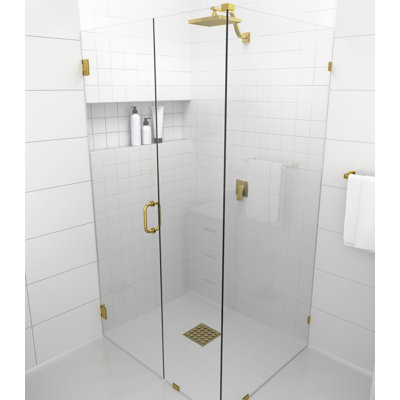 Illume 48 in. x 42.5 in. x 78 in. 90-degree Fully Frameless Wall Hinged Glass Shower Enclosure