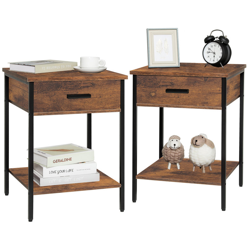 Table de chevet Shirle, Brun rustique