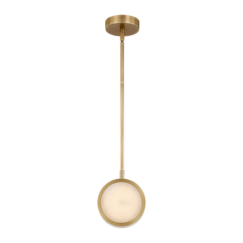 Blanco 1 - Light LED Pendant, Vintage Brass/Alabaster