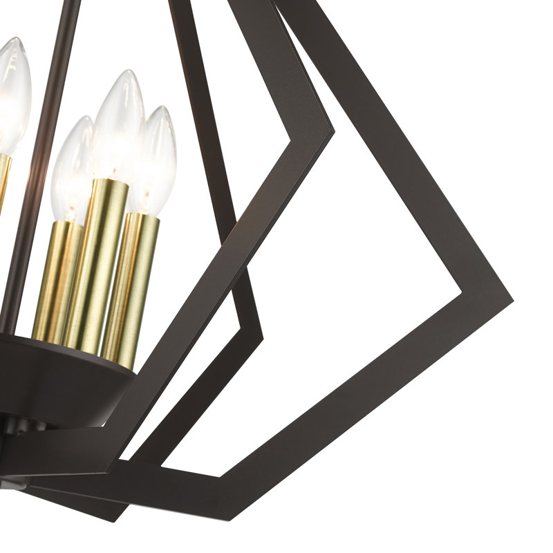 Lustre géométrique à 6 lumières Buckeys, Bronze