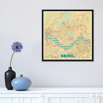 « séoul retro urban blueprint map », impression sur toile
