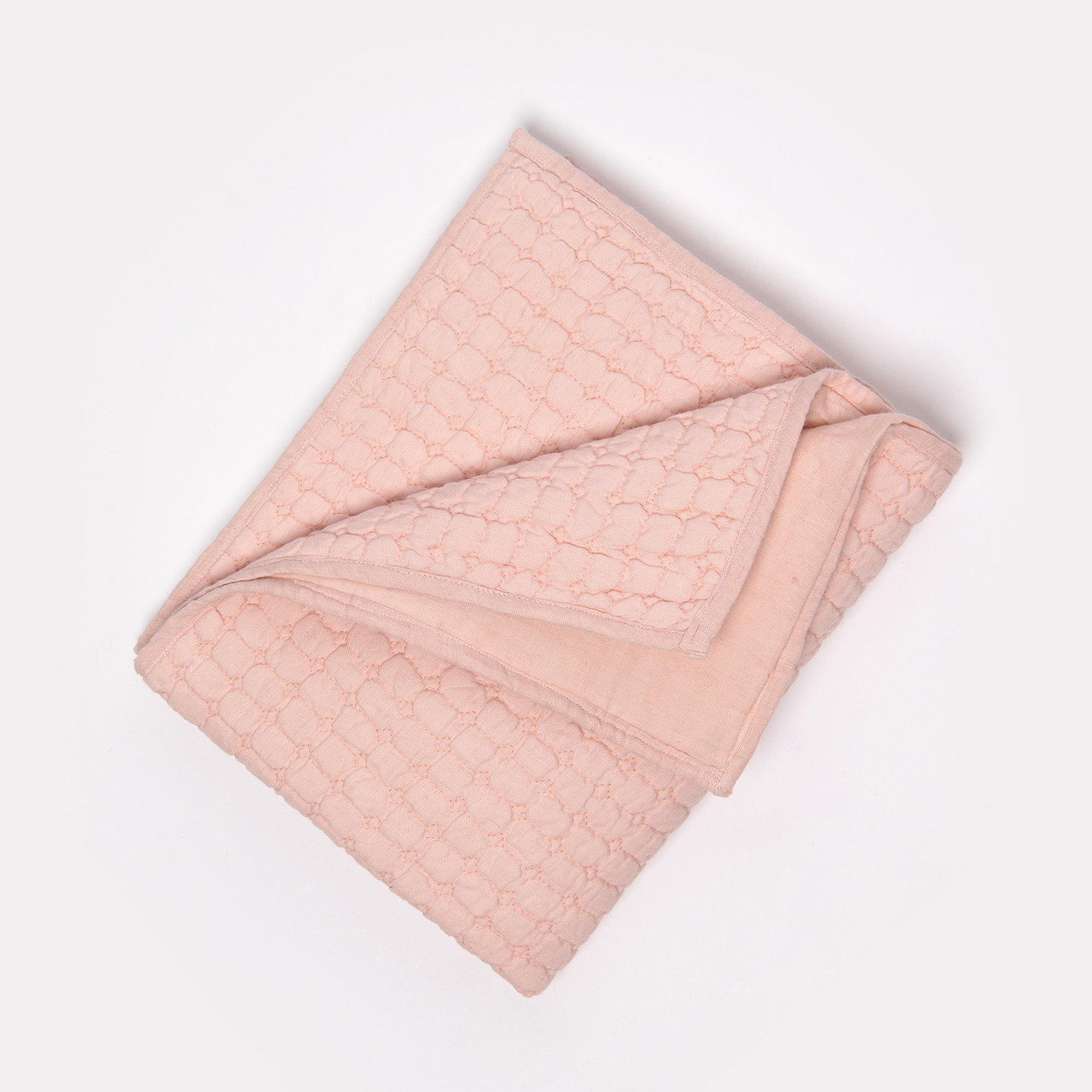 Bahari Linen Percale Quilt, Petal Pink, Queen Quilt
