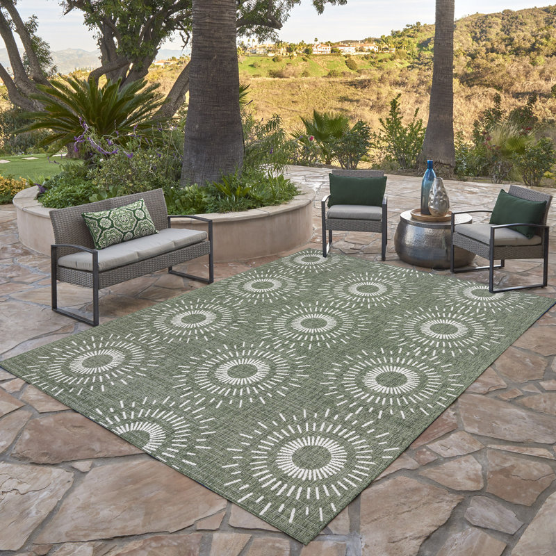 Tapis intérieur / extérieur en polypropylène tissé à plat Savara Holdenville, Rectangle 5 pi 3 po x 7 pi