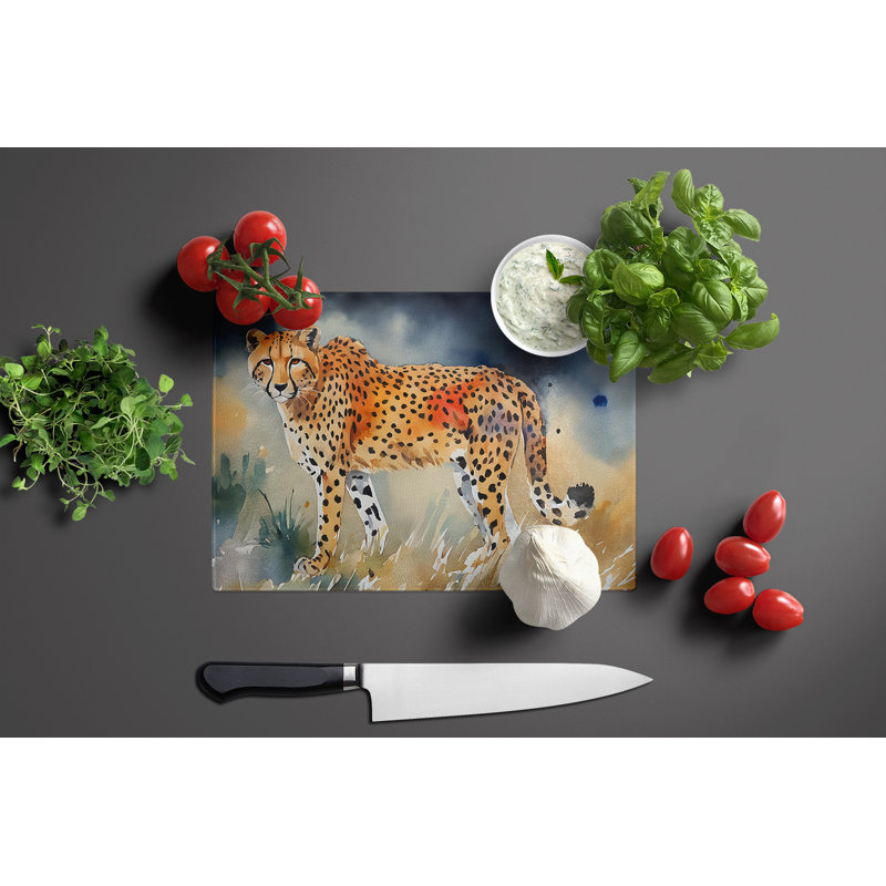 Cheetah Glass Cutting Board Large