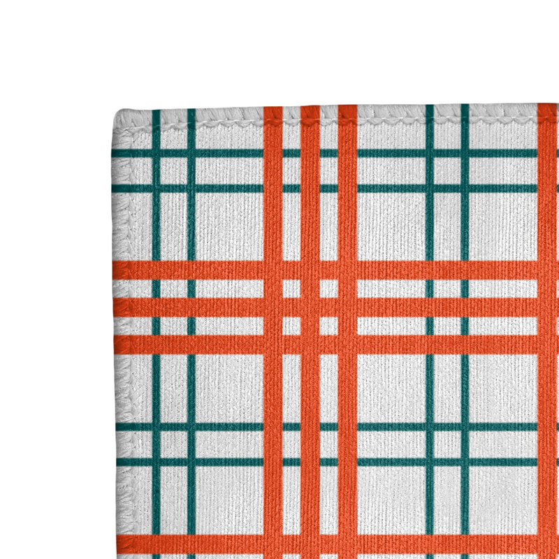 Tapis orange / blanc à carreaux, Rectangle 3 pi x 5 pi