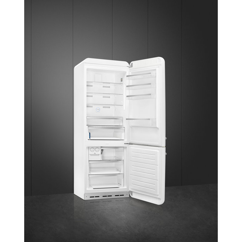 SMEG 27.8" Bottom Freezer 16.26 cu. ft. Energy Star Refrigerator, White, Left Handed