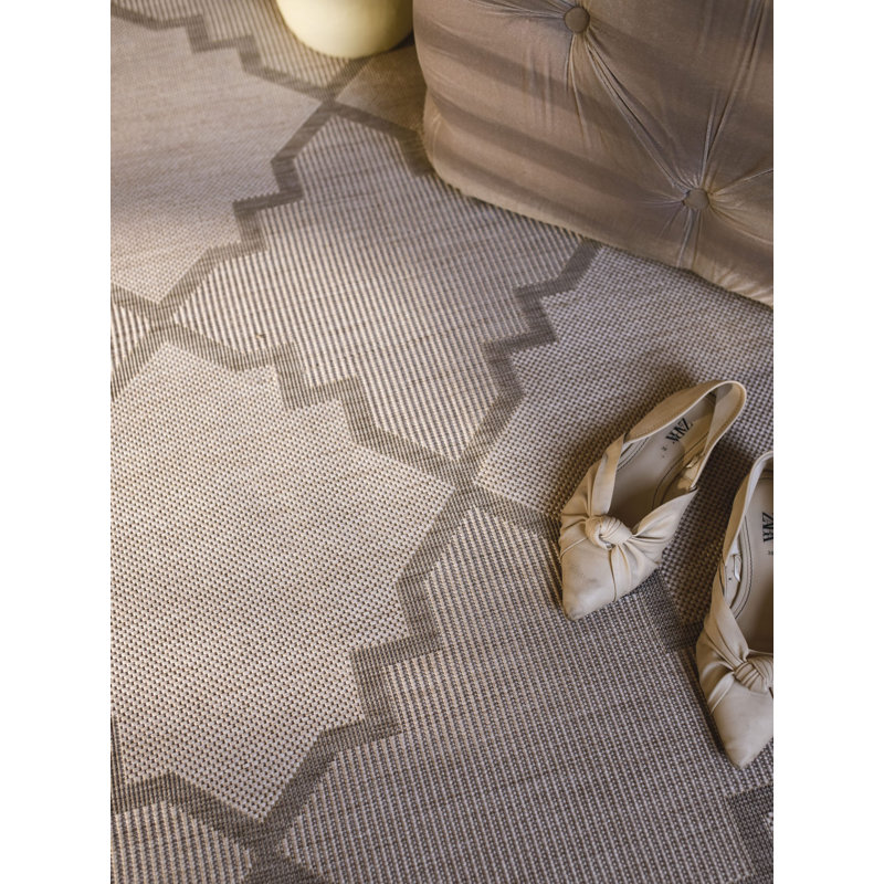 Tapis décoratif géométrique brun/beige intérieur/extérieur Fafnir, Rectangle 2 pi x 3 pi