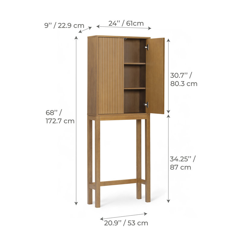 Armoire de rangement au-dessus de la toilette 2 portes Tremolo avec tablettes robustes pour l'organisation de la salle de bain