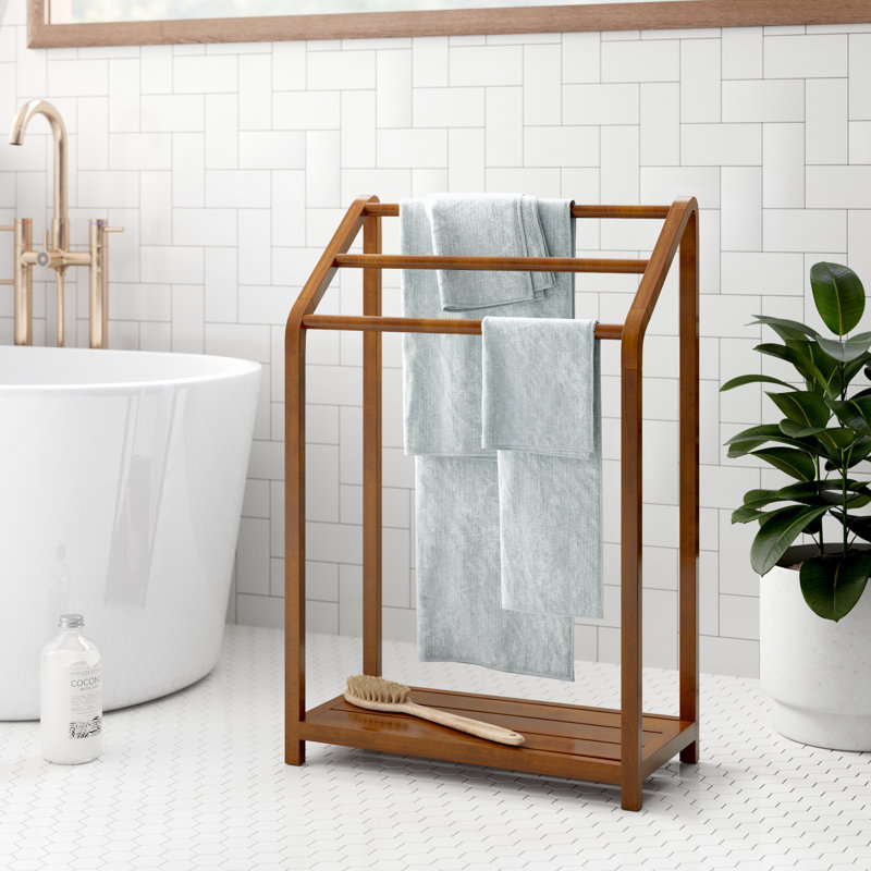 Porte-serviettes sur pied en teck Spa