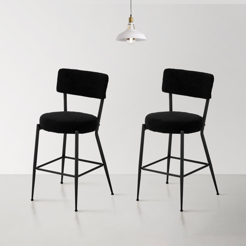 Upholstered Counter Stool, Black, Black