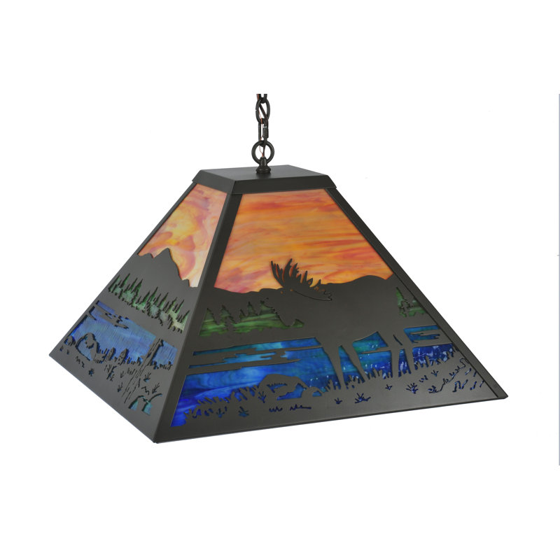 24"Sq Moose at Lake Pendant
