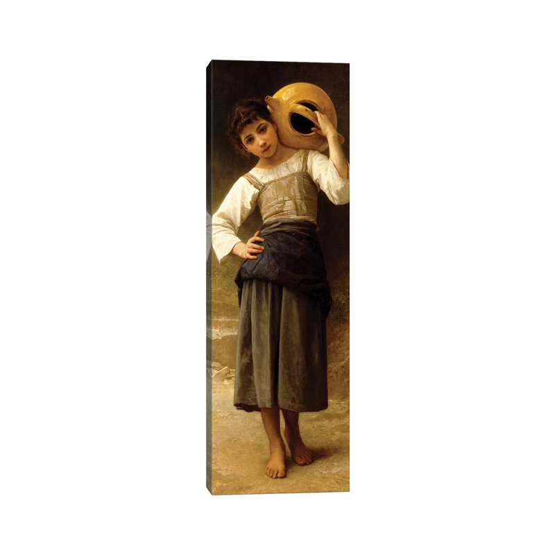 The Water Girl by William-Adolphe Bouguereau - Wrapped Canvas Panoramic Painting, 30.48 cm H x 91.44 cm W x 1.91 cm D