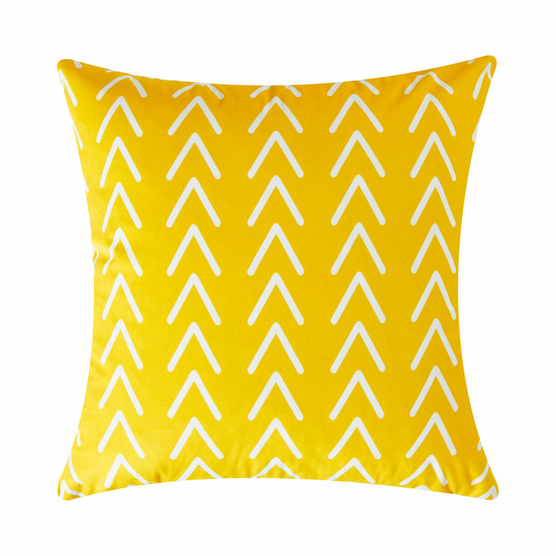 Housse de coussin d'extérieur carré Impression KD125, Jaune / Blanc