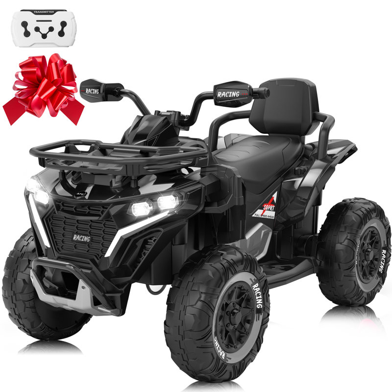 UTV électrique 24V 4WD pour enfants avec télécommande, grand siège et 3 vitesses, Noir
