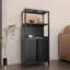 Armoire de rangement en bambou noir, armoire de salle de bain séparée avec 2 portes, organisateur d'armoire de plancher pour le salon, la cuisine, l'entrée