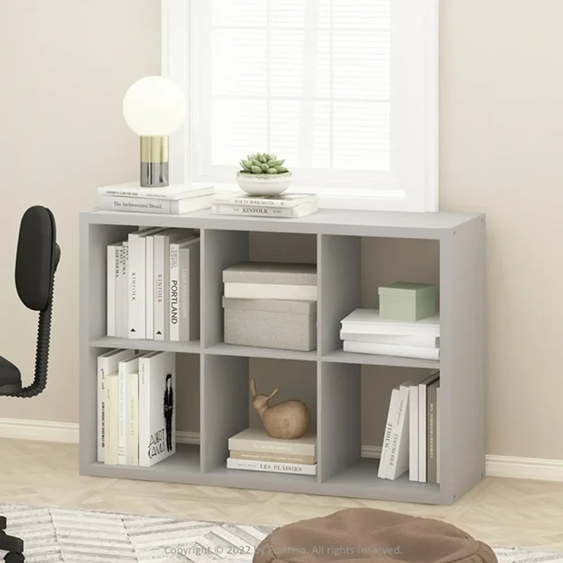 Organisateur de rangement cubique à dossier ouvert Furinno, 6 cubes, gris clair, Gris clair