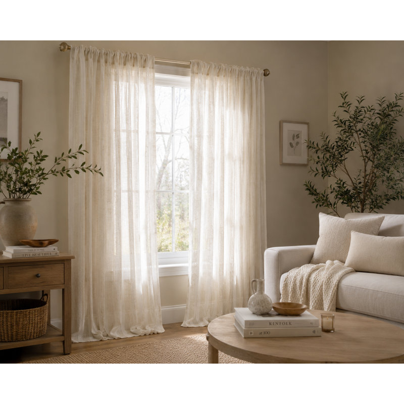 Sheba Sheer Curtain Single Panel, 52" W x 96" L