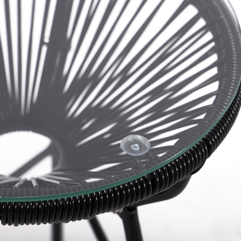 Chaise longue d'extérieur 3 pièces avec plateau en verre Chelsea-May Montara, Noir