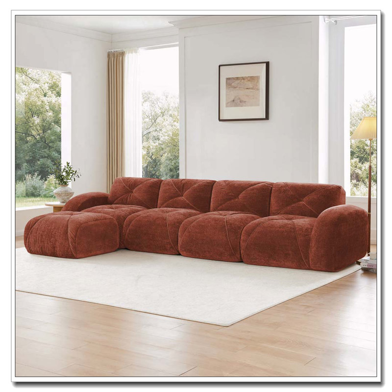 Tissu de velours doux, conception touffetée, fond en éponge haute densité 32D, fond ergonomique, conception antidérapante, combinaison libre, aucun assemblage requis, repose-pieds mobile