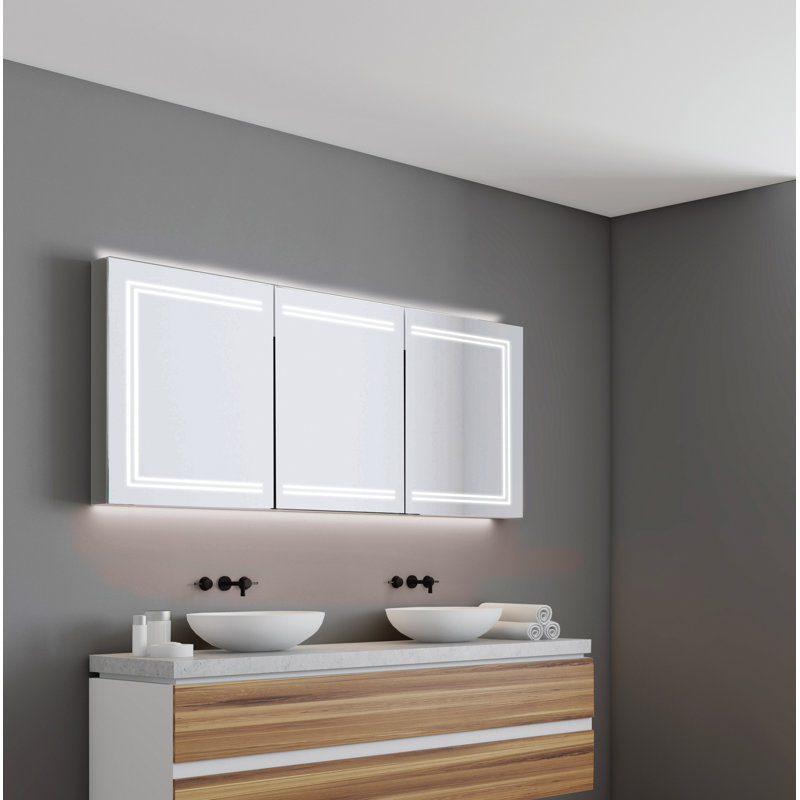 Edge 1200mm W 700mm H Surface Frameless Medicine Cabinet Mirror 6 Adjustable