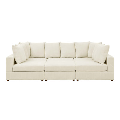 6 - Piece Corduroy Sectional With Cozy Upholstery, Modern Design, Engineered Wood Base, 116.5 In Width Modular Seat For Small Spaces, Low Profile Legs, Sinuous Spring Construction, 75 Depth