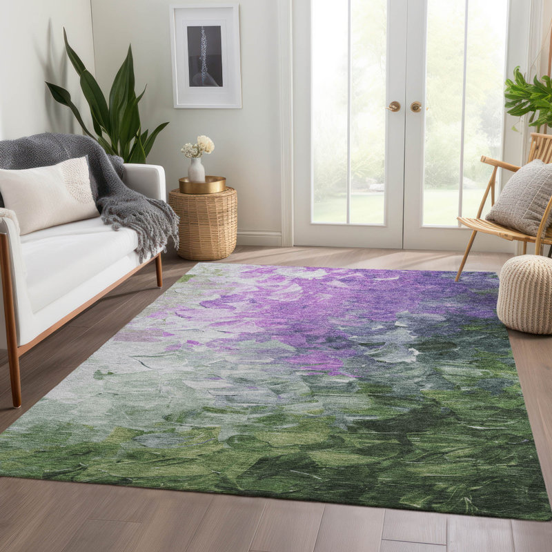 Tapis mauve intérieur / extérieur lavable à la machine Cinead ACN1674, Rectangulaire 3 pi x 5 pi