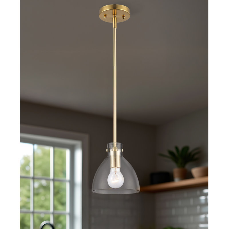 Luminaire suspendu en verre Martins, Or antique, H 44,8 po x l 6,7 po x P 6,7 po