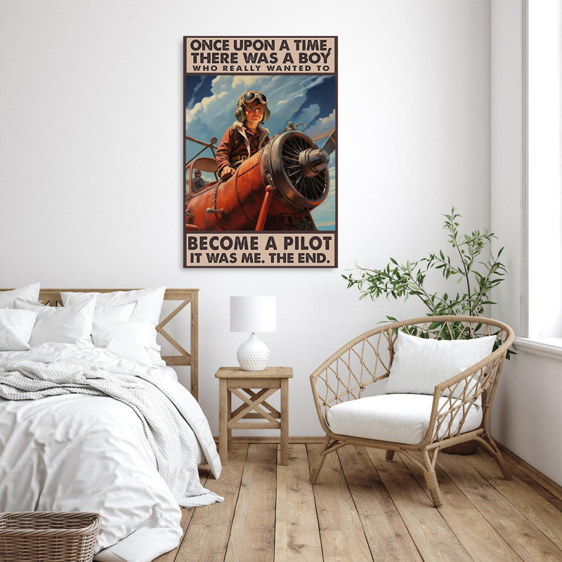 Koan, un garçon à devenir pilote - 1 pièce, reproduction d'art graphique sur toile tendue, H 14 po x l 11 po x P 1,25 po