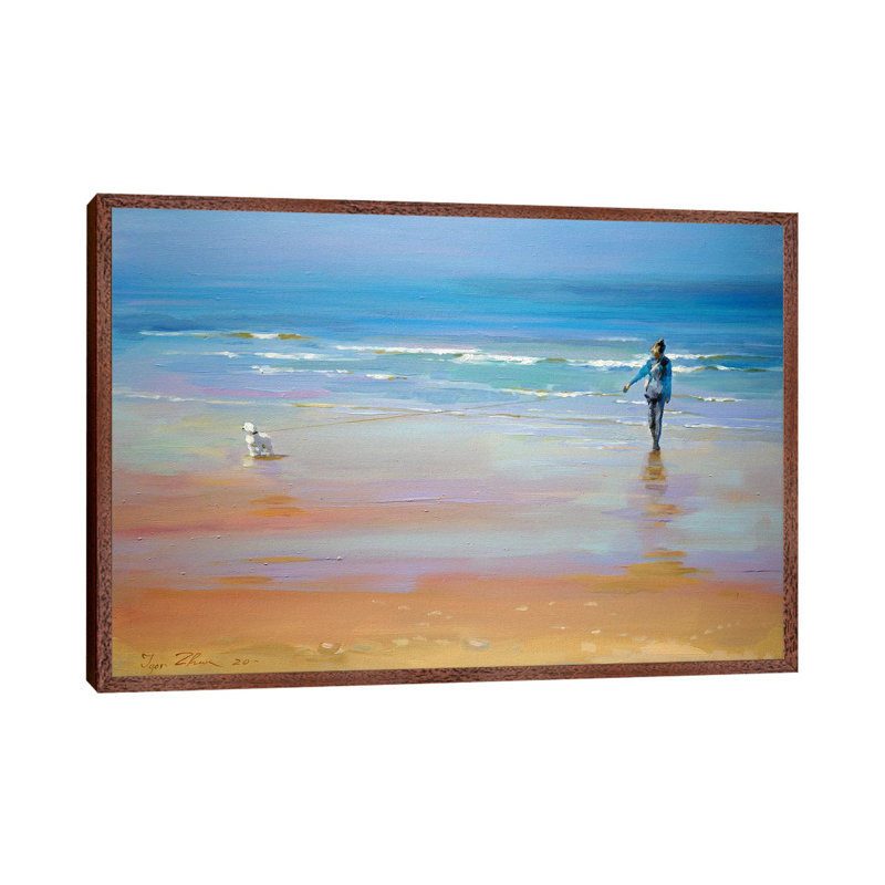 Friends On A Walk by Igor Zhuk - Painting on Canvas, Brown Framed, 45.72cm H x 66.04cm W x 3.81cm D