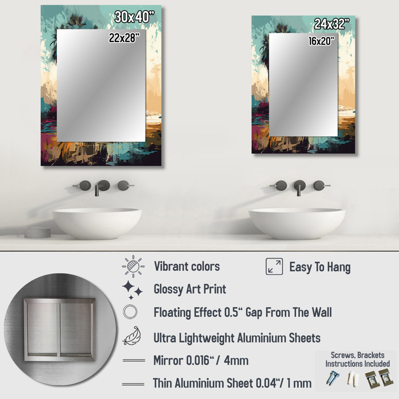 Blue Coastal Bohemia II - miroir décoratif de plage, miroir mural bleu, impression d'art en métal, 32 po x 24 po
