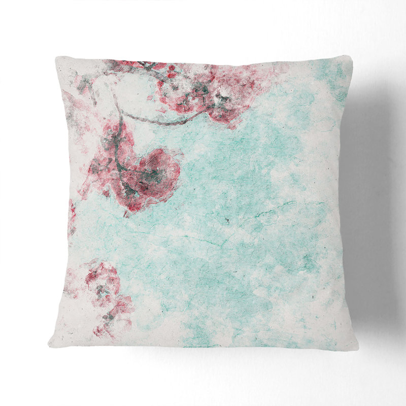 Floral Square Throw Cushion, White, 40cm H x 40cm W x 15cm D