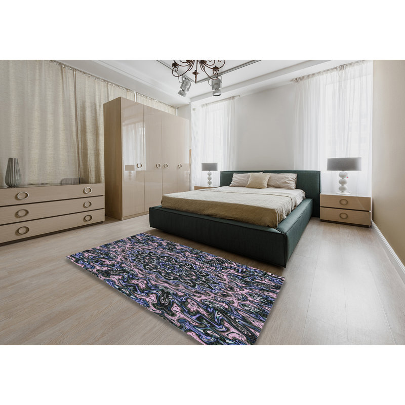 Tapis rose à motifs/mauves de zone, Rectangle 5 pi x 7 pi