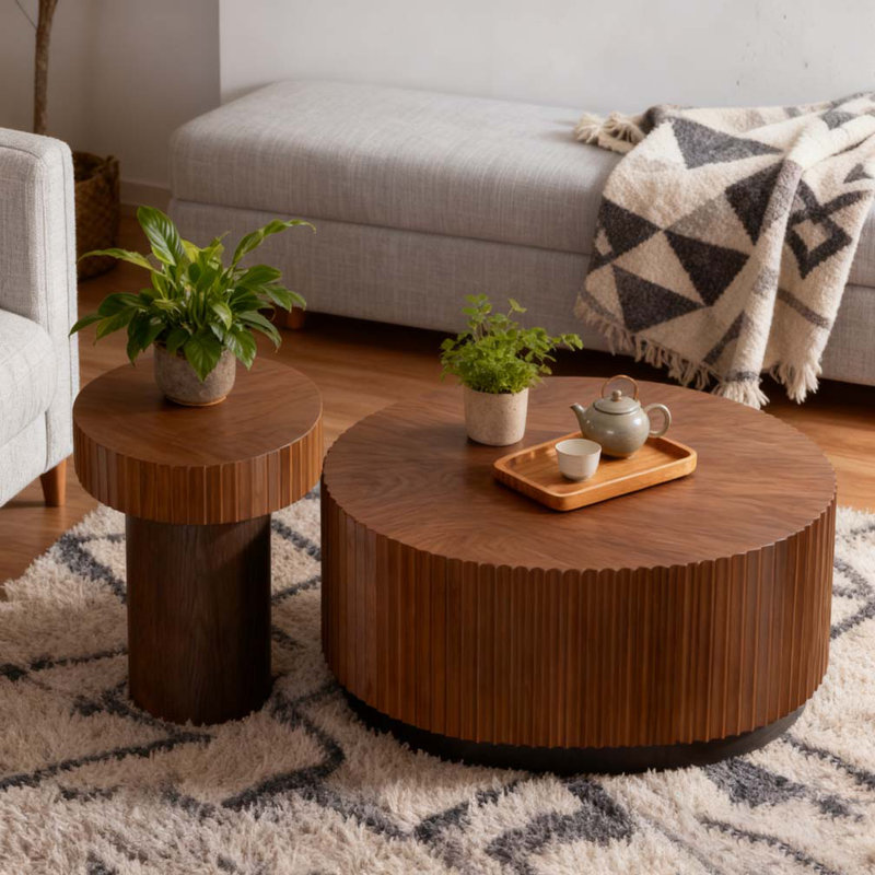 Round Nesting Coffee Table Set