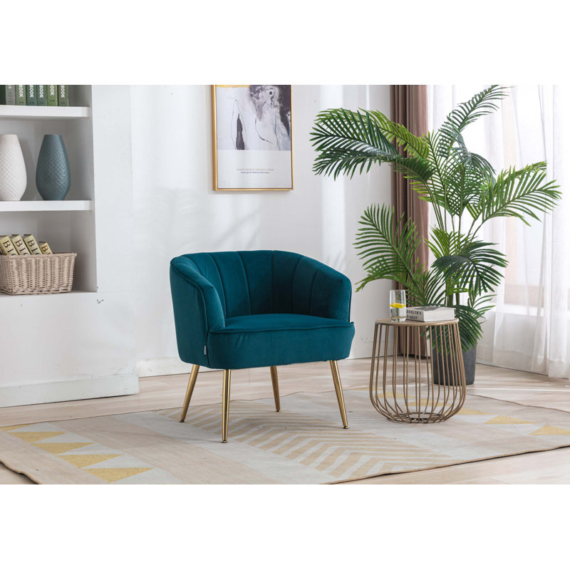 Efthemia 27,17 po de large capitonné, Velours bleu sarcelle
