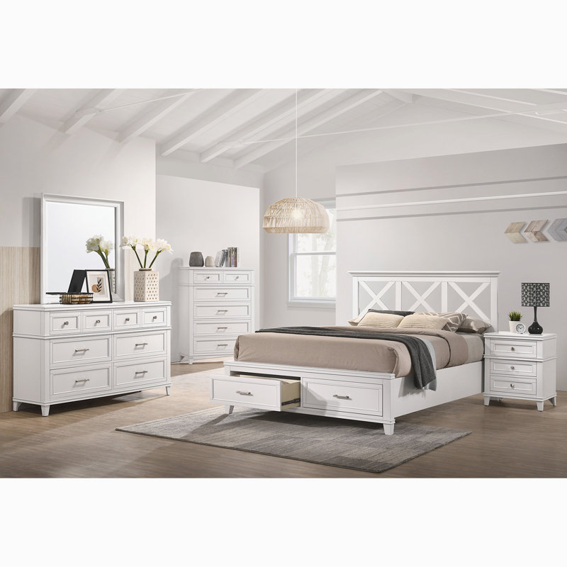 Deguzman X Storage Bed, King, White