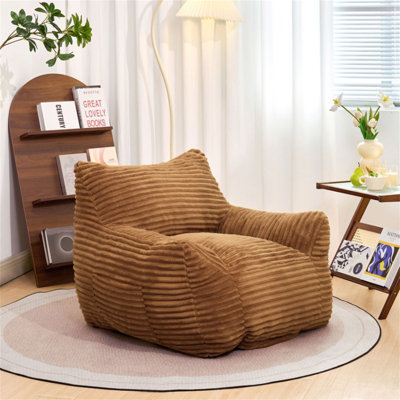 Bean Bag Chair For Adults With Armrests - Oversized Comfy Beanbag Lounge Lazy Floor Sofa Chair For Living Room
