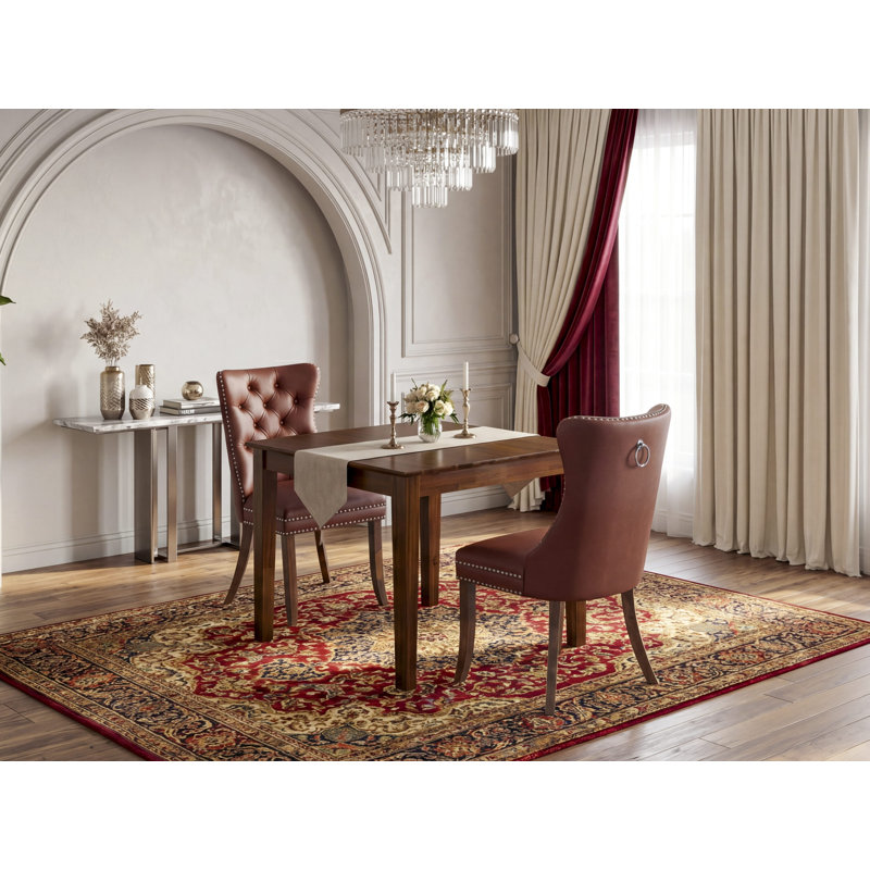 L'ensemble de salle à manger 3 pièces contient une table de cuisine carrée et 2 chaises Parson, noyer antique, Noyer antique
