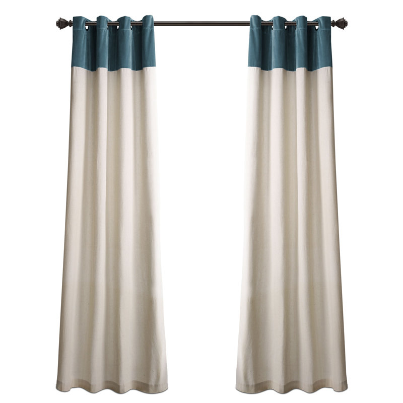 Milo Linen Semi Sheer Curtain Pair, Slate Blue