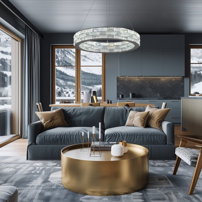 Lustre de luxe moderne en cristal 23,6 po avec lumière DEL Friedhardt