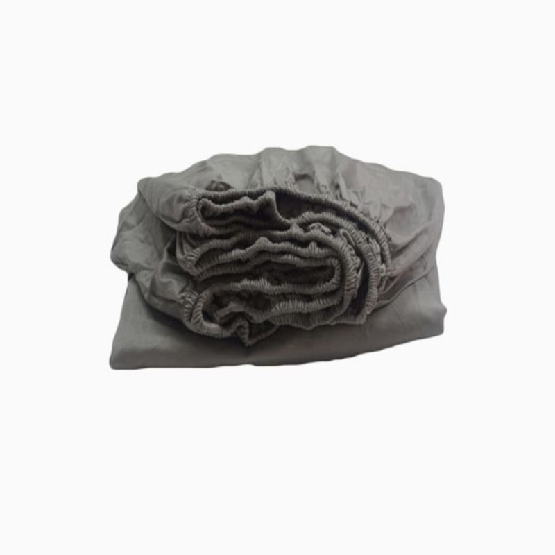 400TC Sateen Solid Cotton Fitted Sheet Fits Upto 20" Deep Pocket, Twin Fitted Sheet, Dark Gray
