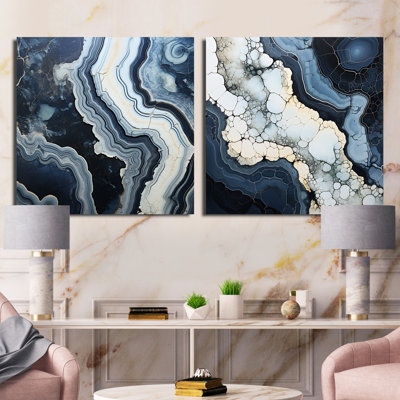 «Blue Stone Geode Minimalisme», 2 pièces