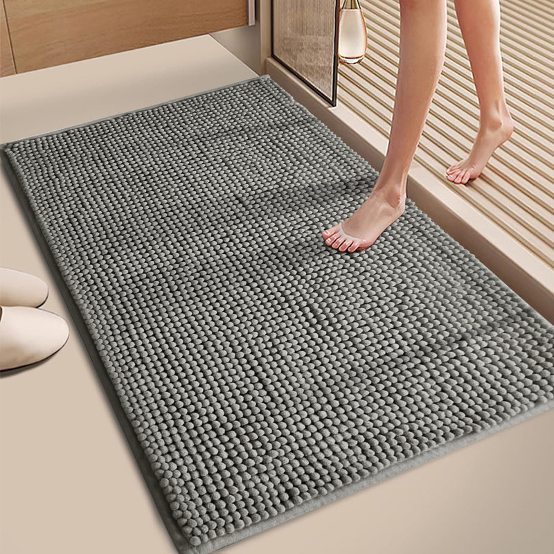 CHENILLE DOOR MAT (NON-SLIP), 50cm W x 80cm L, Grey