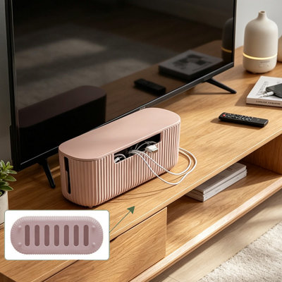 Boîte de rangement pour câbles de bureau (1 pièce) - Organisateur de multiprise - Cache-câbles anti-contact - Boîtier de rangement ventilé en plastique robuste