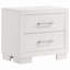 Table de chevet rectangulaire 2 tiroirs blanc cuivre avec poignées barre