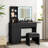 Damietta Vanity Desk with LED Lighted Mirror & Power Outlet, Makeup Table with Drawers & Cabinet,Storage Stool,Dressing Table for Bedroom-1270965235
