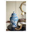 Vase décoratif classique en porcelaine bleu et blanc avec motif floral et oiseau, H 15,2 "avec couvercle